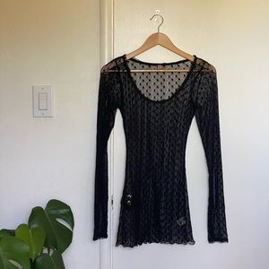 NWOT Free People Sheer Polka Dot Top